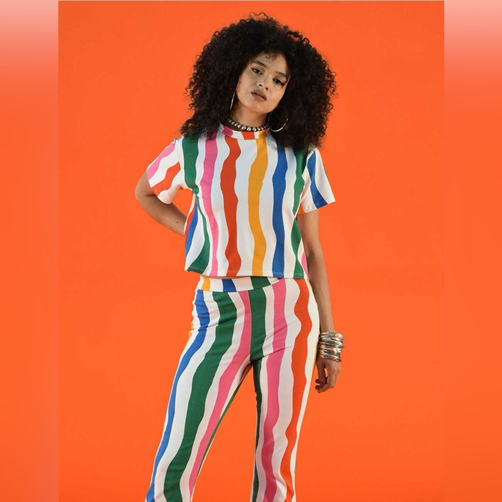 Nooworks Kick Flare Pants Salvation Stripe Medium Vibrant Style